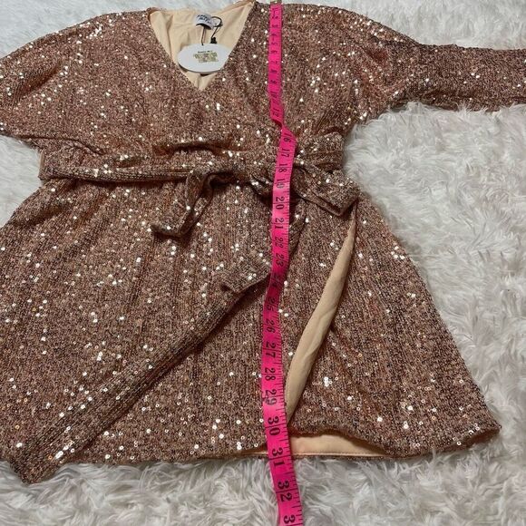 Princess Polly Sequin Mini Dress in Rose Gold - Picture 9 of 12